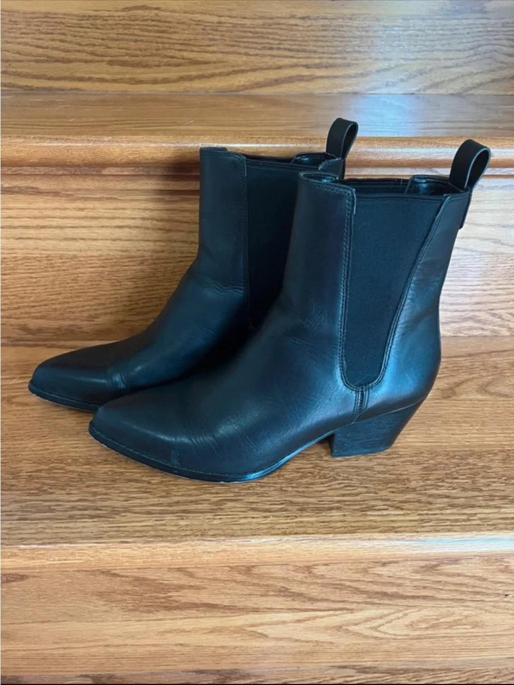 Michael Kors Black Leather Pointed Chelsea Ankle Boot
